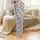 Playful Style Admirers' Black White Blush Pink Cartoon Cow Face Heart Pattern Satin Pajamas Set - 2