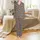 Cozy Aesthetic Fans' Painterly Highland Cow Botanical Pattern with Plum, Burnt Orange & Sage on Heather Grey Satin Pajamas Set - 2