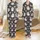 Kitten Lovers' Adorable Gray Fluffy Kittens Blue Eyes Pink Star Bow Seamless Pattern Dark Heather Gray Satin Pajamas Set - 1