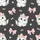 Kitten Lovers' Adorable Gray Fluffy Kittens Blue Eyes Pink Star Bow Seamless Pattern Dark Heather Gray Satin Pajamas Set - 4