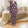 Cat Lovers' Adorable Plum Purple Mauve Kitten Denim Pocket Seamless Pattern Satin Pajamas Set - 2