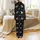 Animal Lovers' Whimsical Black White Highland Cow Flower Crown Wildflower Repeating Pattern Satin Pajamas Set - 3