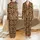 Highland Cow Lovers' Stylized Cute Light Tan Caramel Reddish-Brown Highland Cow Heads Leopard Print Bows Black Pattern Satin Pajamas Set - 1