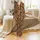 Highland Cow Lovers' Stylized Cute Light Tan Caramel Reddish-Brown Highland Cow Heads Leopard Print Bows Black Pattern Satin Pajamas Set - 2