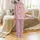 Cute Apparel Lovers' Cheerful Cartoon Baby Cow Pink Bow All-Over Pattern on Bubblegum Pink with 'I <3 MILK' Text Satin Pajamas Set - 3