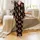 Whimsical Animal Fans' Black Illustrative Highland Cow Red Heart Sunglasses Lollipop Pattern Satin Pajamas Set - 2