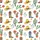 Desert Style Admirers' Whimsical Western Boots, Hats, Cacti, & Blooms All-Over Pattern in Coral, Yellow, Blue, Green Hues Satin Pajamas Set - 4