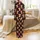 Cute Animal Lovers' Adorable Fluffy Warm Brown Highland Calf Hot Pink Bow Light Blue Flower Pink Cup Black Pattern Satin Pajamas Set - 3