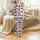 Cat Lovers' Playful Black Cat Silhouettes, Hearts, Flowers, and Script Pattern on Pastel Pink Satin Pajamas Set - 2