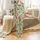Animal Lovers' Whimsical Fluffy Highland Cow Yellow Sunflower Repeating Pattern Mint Green Satin Pajamas Set - 2