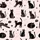 Cat Lovers' Whimsical Playful Black Cat Silhouette Pattern with Dots, Stripes, Swirls, Hearts, Stars & Pink Meow Text on Soft Pastel Pink Satin Pajamas Set - 4