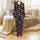 Cat Lovers' Playful Cartoon Cat Faces Silhouettes Rose Pink Muted Grey Paw Prints Hearts Black Pattern Satin Pajamas Set - 2