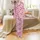 Western Lifestyle Enthusiasts Stylized Light Lavender-Pink Crimson Rose Boots Hats Stars Pattern Satin Pajamas Set - 2