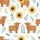 Nature Lovers' Charming Highland Cow Golden Sunflower Teal Botanical Flat Print Satin Pajamas Set - 4