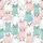 Cat Lovers' Lively Pastel Pink White Gray Blue Peach Cute Cartoon Cats Seamless All-Over Print Satin Pajamas Set - 4