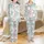Cat Lovers' Lively Pastel Pink White Gray Blue Peach Cute Cartoon Cats Seamless All-Over Print Satin Pajamas Set - 1