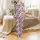 Whimsical Style Lovers' Pale Mauve Pink Cow Spot Happy Cartoon Faces & Pink Heart Pattern Satin Pajamas Set - 2