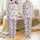Baby Animal Lovers' Whimsical Sleepy Highland Cow Seamless Pattern in Soft Blue and Muted Gray with Twinkling Stars Satin Pajamas Set - 1