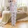 Baby Animal Lovers' Whimsical Sleepy Highland Cow Seamless Pattern in Soft Blue and Muted Gray with Twinkling Stars Satin Pajamas Set - 2