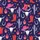 Western Style Lovers' Playful Indigo-Purple Cowboy Boots, Pink Hats, Bull Skulls Pattern Satin Pajamas Set - 2