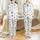 Cat Lovers' Cute Hand-Drawn Cartoon Cats Seamless Pattern with Sleepy Grumpy Expressions Peach Light Blue-Grey Satin Pajamas Set - 1