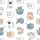 Cat Lovers' Cute Hand-Drawn Cartoon Cats Seamless Pattern with Sleepy Grumpy Expressions Peach Light Blue-Grey Satin Pajamas Set - 4