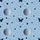 Women's Whimsical Sky Blue Dark Navy Butterfly Black Star Polka Dot Charcoal Moon Pattern Satin Pajamas Set - 4