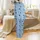 Women's Whimsical Sky Blue Dark Navy Butterfly Black Star Polka Dot Charcoal Moon Pattern Satin Pajamas Set - 3