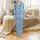 Women's Whimsical Sky Blue Dark Navy Butterfly Black Star Polka Dot Charcoal Moon Pattern Satin Pajamas Set - 2