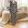 Women's Cat Lovers' Whimsical Hand-Drawn All-Over Black & White Cat Pattern Dusty Rose Text Satin Pajamas Set - 2