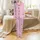 Cute Animal Lovers' Whimsical Pink Panda Cat Hearts Lilac Dot Pattern Satin Pajamas Set - 2