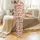 Women's Elegant V-Neck Soft Pink Stylized Leopard Print All-Season 3-Piece Belted Sleep Set Satin Pajamas Set - 2