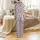 Women's Allover Fuchsia Heart & Black Paw Pet Motif Casual Long Sleeve Pajamas Satin Pajamas Set - 3