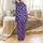 Women's Deep Purple "Nope. Not Today." Typographic Pattern Long Sleeve Pajama Set Satin Pajamas Set - 3