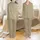 Women's Vintage Golden Floral Print: Hand-Drawn Motifs on Blue-Grey Soft Loungewear Pajamas Set Satin Pajamas Set - 1