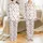 Women's Blush Pink Vintage Rose Ribbon Loungewear Set - Long Sleeve V-Neck Sleepwear Satin Pajamas Set - 1