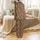 Cozy Fall Harvest: Rustic Peeking Cow & Maple Leaf Pattern Sleep Set Satin Pajamas Set - 3
