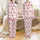 Women's Kawaii Cherry Bow & Star, Vibrant Red on Pastel Pink Stripes Satin Short-Sleeve Sleep Set Satin Pajamas Set - 1
