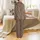 Women's Naturalistic Leopard Rosette Sleepwear: Black & Taupe Hybrid Big Cat Loungewear Set Satin Pajamas Set - 3