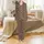 Women's Naturalistic Leopard Rosette Sleepwear: Black & Taupe Hybrid Big Cat Loungewear Set Satin Pajamas Set - 2