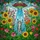 Cat Lovers' Whimsical Stained Glass Tabby Cat UFO Fantasy Floral Garden Mosaic Art Stained Glass Suncatcher - 5