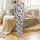 Cartoon Animal Lovers' Whimsical Dairy Cow & Organic Spot Pattern Black White Pink Tan Satin Pajamas Set - 2