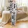 Cat Lovers' Whimsical Black White Grey Pink Cartoon Cat Faces Pattern Satin Pajamas Set - 2