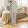 Cat Lovers' Dynamic Roaring Tabby Cat Flat Graphic All-Over Pattern, Muted Gold 'The Beast Inside Me' on Heather Grey Satin Pajamas Set - 2