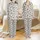 Cat Lovers' Dynamic Roaring Tabby Cat Flat Graphic All-Over Pattern, Muted Gold 'The Beast Inside Me' on Heather Grey Satin Pajamas Set - 1
