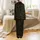 Cat Lovers' Playful Minimalist Black Cartoon Cat Faces Seamless Pattern Light Grey Outlines Bright Yellow Eyes Satin Pajamas Set - 3