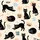 Cat Lovers' Whimsical Black Cat Seamless Pattern Playful Feline Warm Cream Peach-Orange Sky-Blue Accents Satin Pajamas Set - 4
