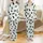 Cat Lovers' Whimsical Hand-Drawn Black Cats Cream Sky Blue Stripe Pattern Paw Prints Love Script Satin Pajamas Set - 1