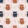 Whimsical Animal Lovers' Seamless Highland Cow Calf Pattern, Heather Thistles Lavender, Blush Pink Auburn Navy Sky Blue Rose Accents Satin Pajamas Set - 4