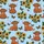 Animal Lovers' Whimsical Hand-Drawn Highland Calves Sunflower Wreath Butterfly Sky Blue Pattern Satin Pajamas Set - 4